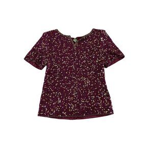 Vintage Deadstock Scala Burgundy Sequin Covered Top - NWT - Small